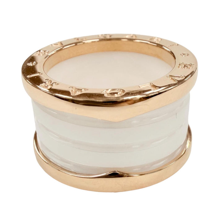 極美品◇BVLGARI ブルガリ CV32932 ビーゼロワン リング 750(PG) セラミック 指輪 ピンクゴールド ホワイト 49 (JP9号) 伊製 重量9.63g