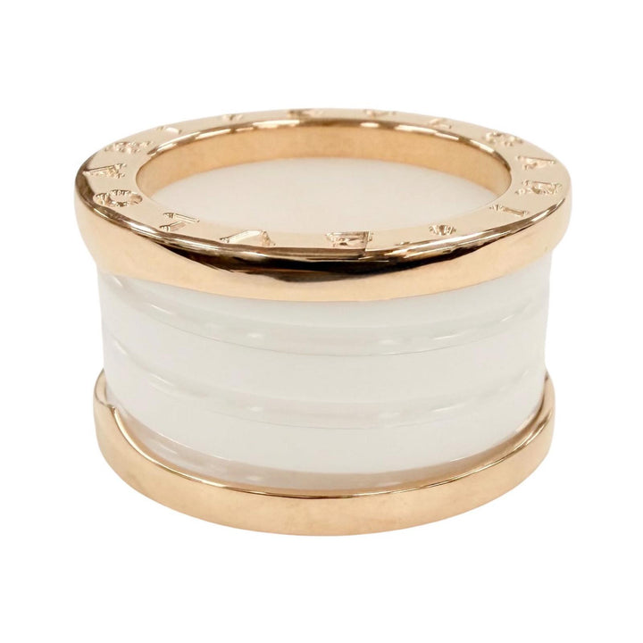 極美品◇BVLGARI ブルガリ CV32932 ビーゼロワン リング 750(PG) セラミック 指輪 ピンクゴールド ホワイト 49 (JP9号) 伊製 重量9.63g