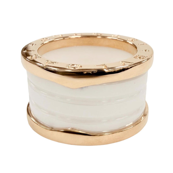極美品◇BVLGARI ブルガリ CV32932 ビーゼロワン リング 750(PG) セラミック 指輪 ピンクゴールド ホワイト 49 (JP9号) 伊製 重量9.63g