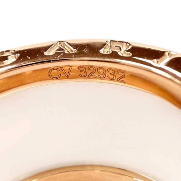 極美品◇BVLGARI ブルガリ CV32932 ビーゼロワン リング 750(PG) セラミック 指輪 ピンクゴールド ホワイト 49 (JP9号) 伊製 重量9.63g