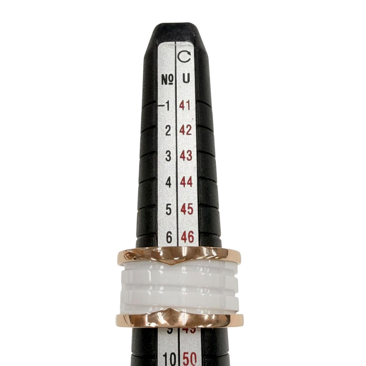 極美品◇BVLGARI ブルガリ CV32932 ビーゼロワン リング 750(PG) セラミック 指輪 ピンクゴールド ホワイト 49 (JP9号) 伊製 重量9.63g