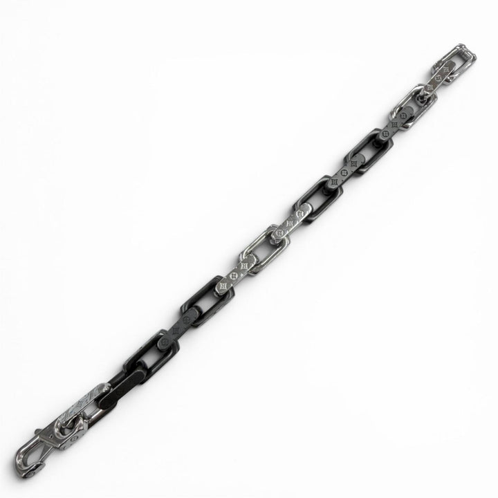 美品◇LOUIS VUITTON ルイヴィトン M00687 ブレスレット モノグラムチェーン 手首周り19cm アクセサリー シルバー ブラック イタリア製