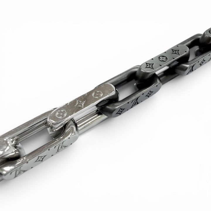 美品◇LOUIS VUITTON ルイヴィトン M00687 ブレスレット モノグラムチェーン 手首周り19cm アクセサリー シルバー ブラック イタリア製