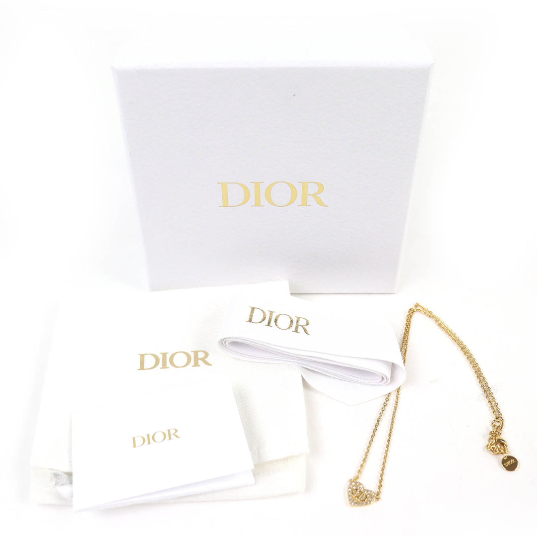 極美品△Christian Dior クリスチャンディオール N3477WOMCY Clair D Lune クレール ディー リュヌ ラインストーン ネックレス 定価78000