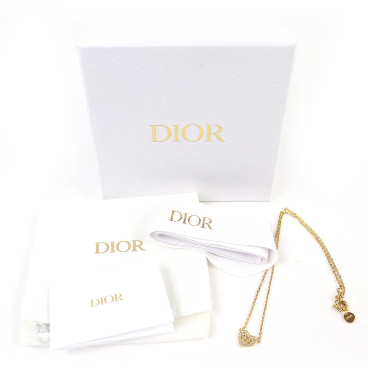 極美品△Christian Dior クリスチャンディオール N3477WOMCY Clair D Lune クレール ディー リュヌ ラインストーン ネックレス 定価78000