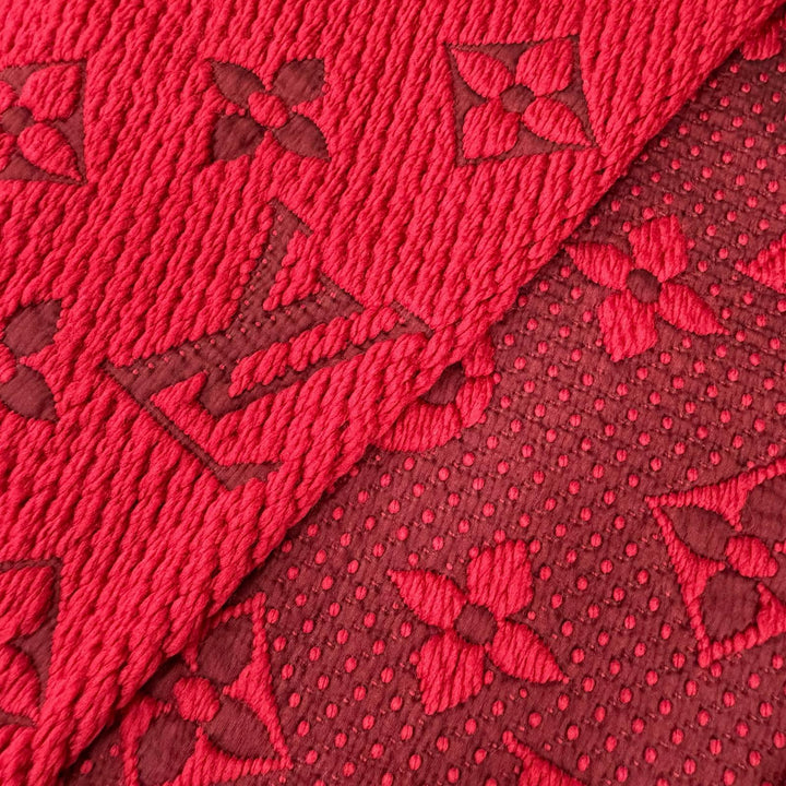 美品△LOUIS VUITTON ルイヴィトン 413287 エシャルプ ロゴマニア ウール シルク マフラー ルビー レッド イタリア製 レディース