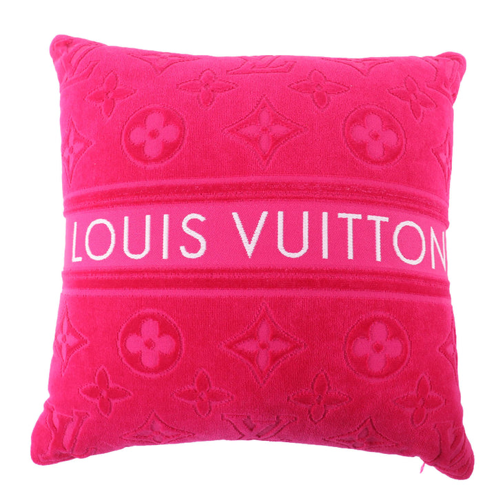 極美品☆LOUIS VUITTON ルイヴィトン 2022年製 M77525 クッサン LV バケーション フューシャピンク ロゴデザイン クッション 伊製 正規品