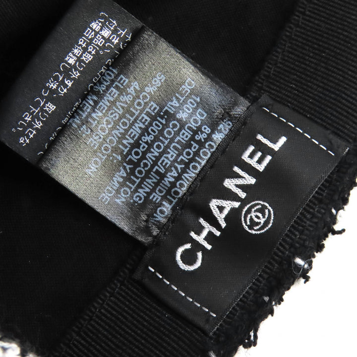 美品△CHANEL シャネル 23B ココマーク ツイード ベースボールキャップ 帽子 ブラック ホワイト ゴールド金具 伊製 正規品 レディース