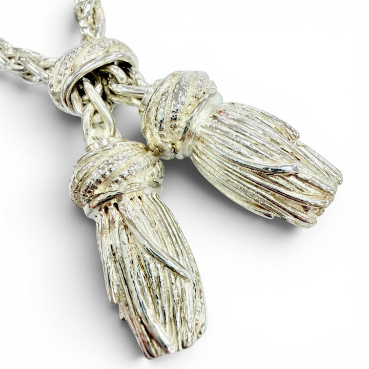 極美品◇HERMES エルメス ヴィンテージ SV800 カニホールマーク 70s タッセル スカーフリング アクセサリー シルバー 重量21.1g