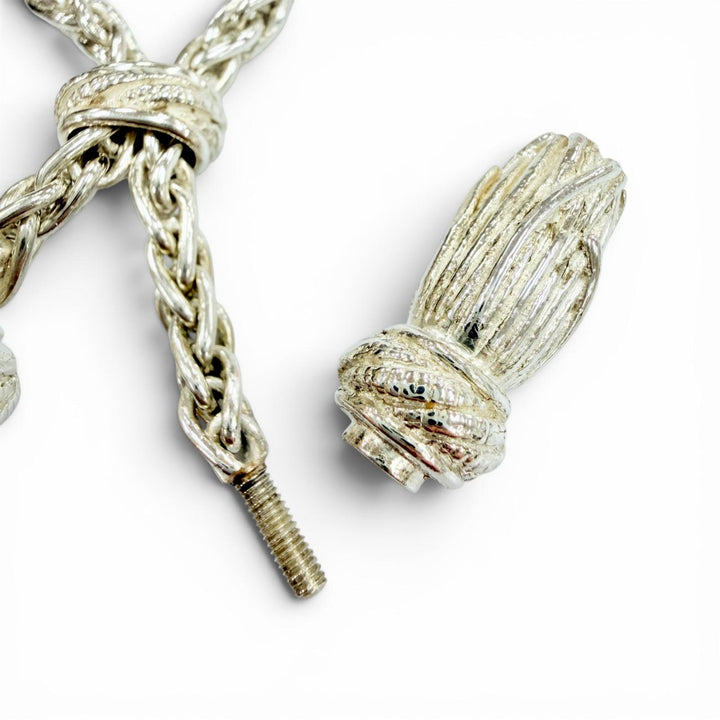 極美品◇HERMES エルメス ヴィンテージ SV800 カニホールマーク 70s タッセル スカーフリング アクセサリー シルバー 重量21.1g