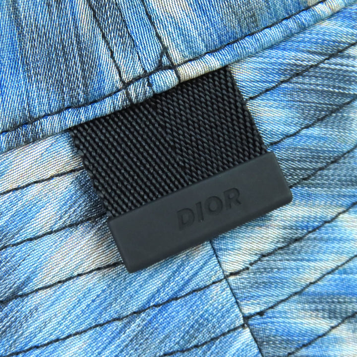 未使用品△DIOR Parley ディオールオム パーレイ 293C906D5547 レオパード柄 バケットハット 帽子 ブルー系 M イタリア製 正規品 メンズ