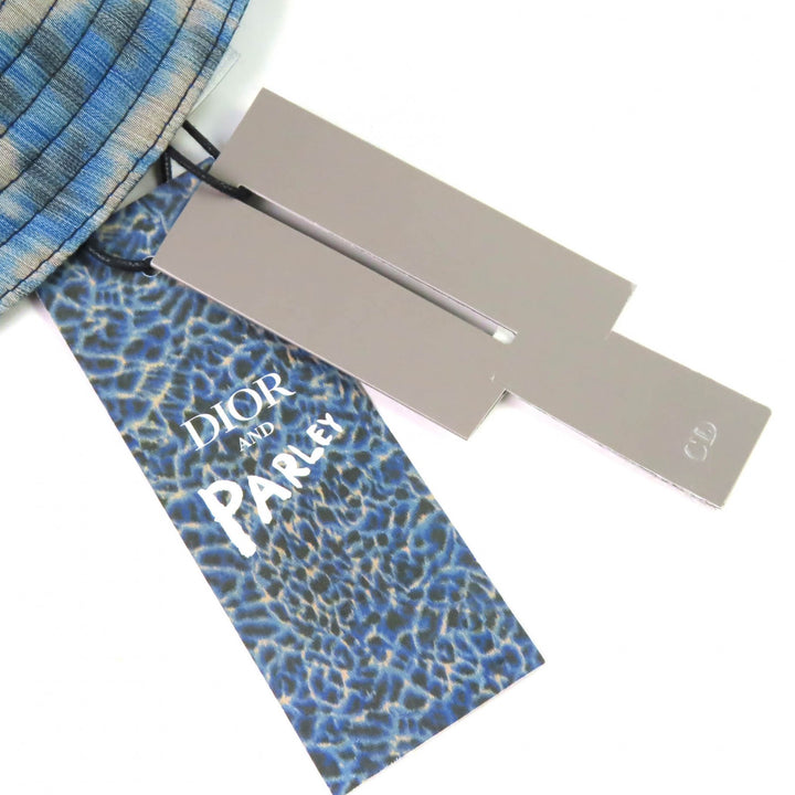 未使用品△DIOR Parley ディオールオム パーレイ 293C906D5547 レオパード柄 バケットハット 帽子 ブルー系 M イタリア製 正規品 メンズ