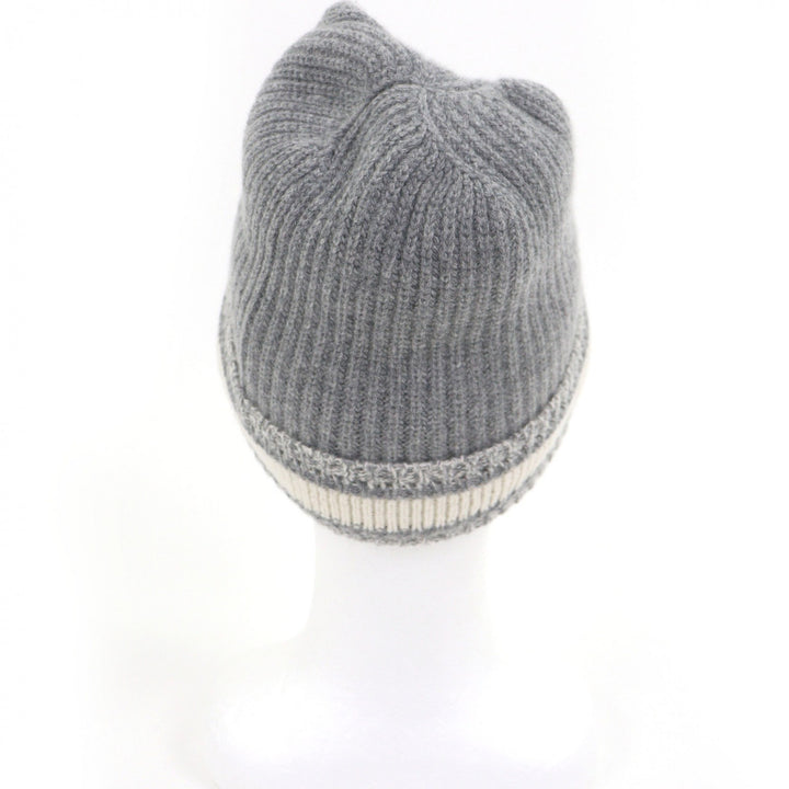 極美品□DIOR ディオール 05DWI714I007 ウール カシミヤ ケーブル編み ロゴニットキャップ ニット帽 グレー U イタリア製 正規品 メンズ