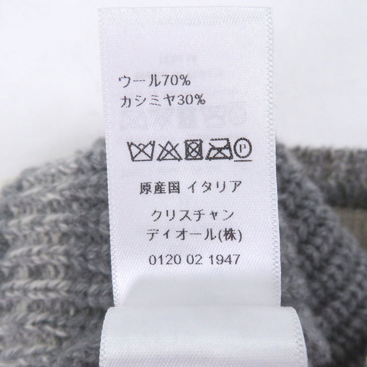 極美品□DIOR ディオール 05DWI714I007 ウール カシミヤ ケーブル編み ロゴニットキャップ ニット帽 グレー U イタリア製 正規品 メンズ