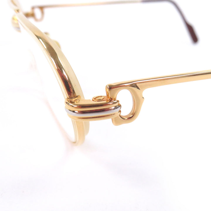 美品□Cartier カルティエ ヴィンテージ ツーブリッジ トリニティ オーバル メガネ 眼鏡 アイウェア ゴールド ボルドー 55□20 度入 仏製