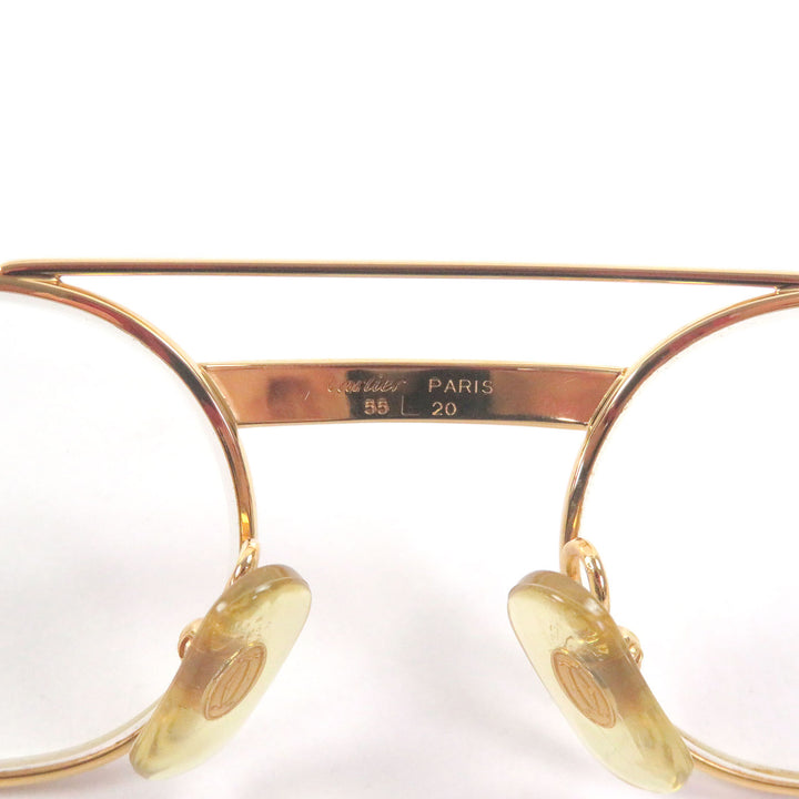美品□Cartier カルティエ ヴィンテージ ツーブリッジ トリニティ オーバル メガネ 眼鏡 アイウェア ゴールド ボルドー 55□20 度入 仏製