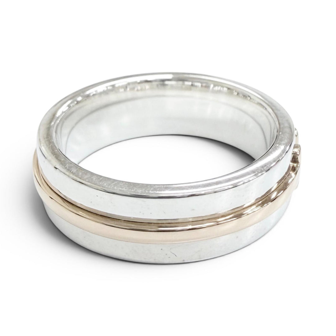 美品△TIFFANY&amp;Co. ティファニー T TWOナロー リング 指輪 AG925 AU750 シルバー ゴールド JP10号 重量6.7g レディース 箱・保存袋付き