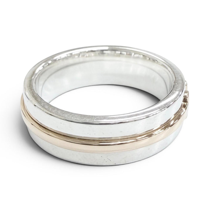 美品△TIFFANY&amp;Co. ティファニー T TWOナロー リング 指輪 AG925 AU750 シルバー ゴールド JP10号 重量6.7g レディース 箱・保存袋付き