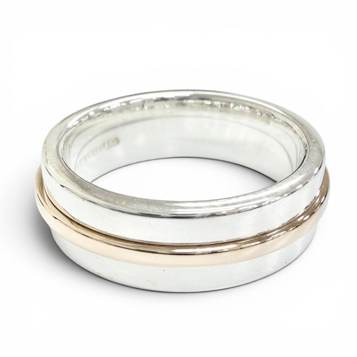 美品△TIFFANY&amp;Co. ティファニー T TWOナロー リング 指輪 AG925 AU750 シルバー ゴールド JP10号 重量6.7g レディース 箱・保存袋付き