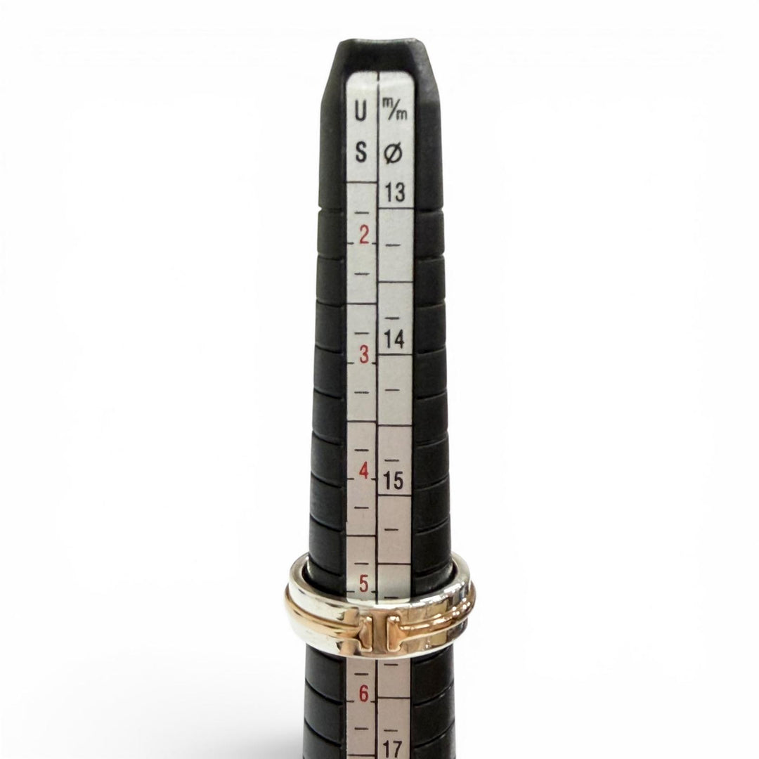 美品△TIFFANY&amp;Co. ティファニー T TWOナロー リング 指輪 AG925 AU750 シルバー ゴールド JP10号 重量6.7g レディース 箱・保存袋付き