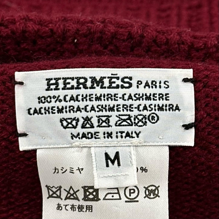 極美品▲HERMES エルメス カシミヤ100% セリエ ビーニー ニット帽 ニットキャップ ボルドー M イタリア製 正規品 レディース
