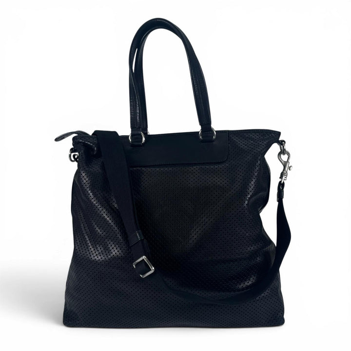 美品▲BALLY バリー OTHAMAR-LG カーフレザー パンチング ストライプ 2WAY トートバッグ ショルダーバッグ ブラック スイス製 メンズ
