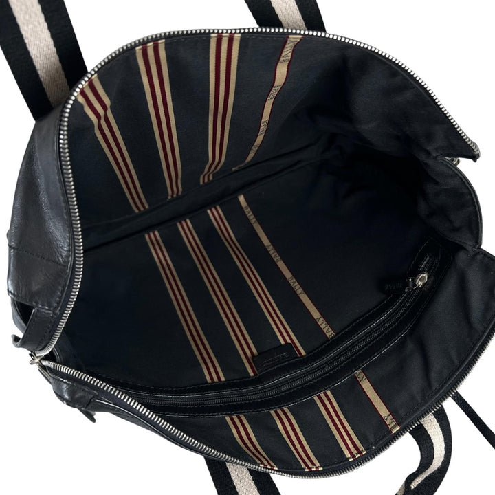美品▲BALLY バリー TAPRUS トレインスポッティング ストライプ レザー ブリーフケース ブラック ホワイト イタリア製 メンズ