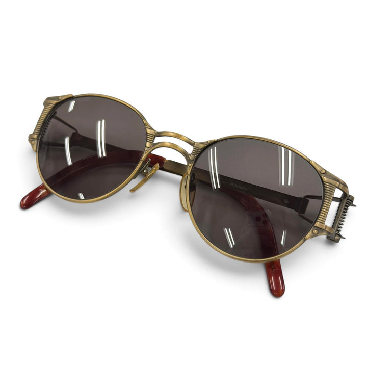 美品●JEAN-PAUL GAULTIER ジャンポールゴルチエ ヴィンテージ 56-5105 スプリングフレーム サングラス アンティークゴールド 日本製