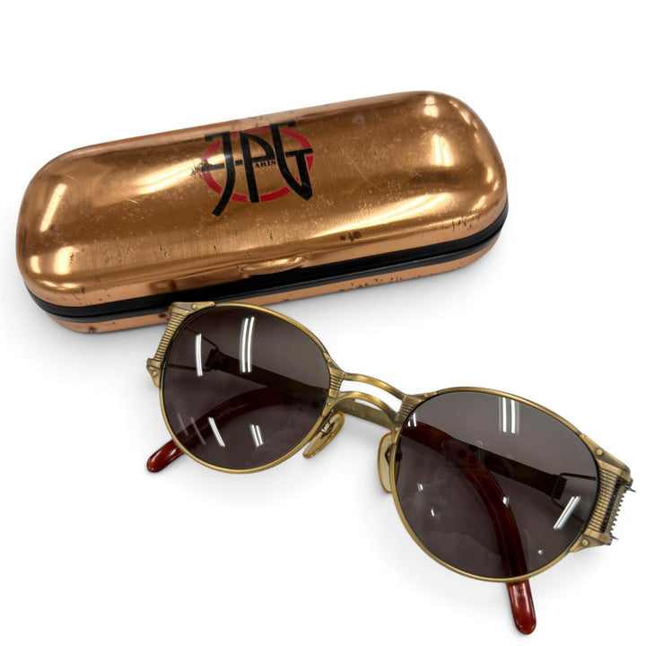 美品●JEAN-PAUL GAULTIER ジャンポールゴルチエ ヴィンテージ 56-5105 スプリングフレーム サングラス アンティークゴールド 日本製