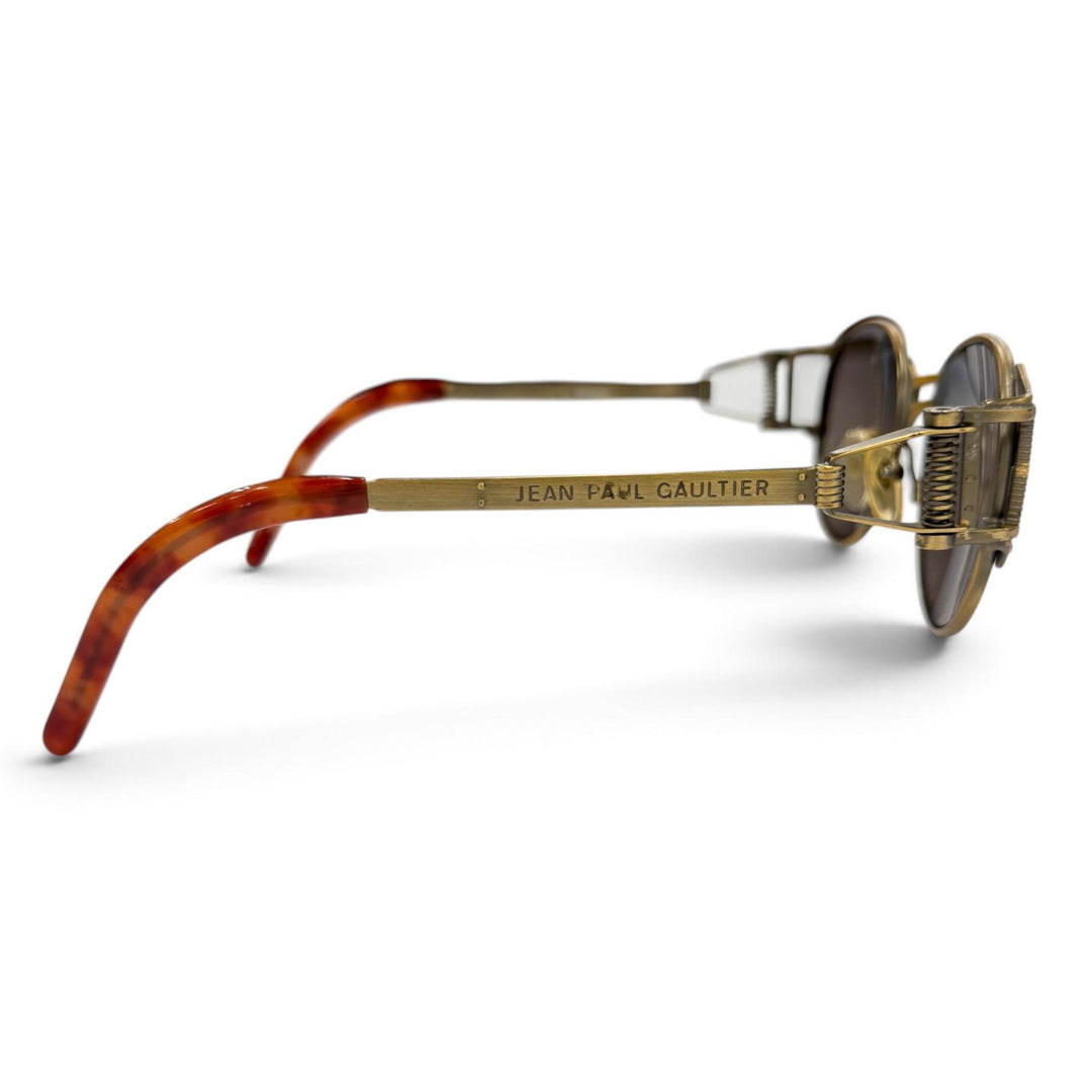 美品●JEAN-PAUL GAULTIER ジャンポールゴルチエ ヴィンテージ 56-5105 スプリングフレーム サングラス アンティークゴールド 日本製
