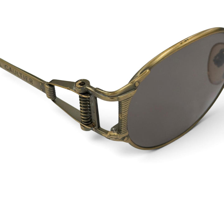 美品●JEAN-PAUL GAULTIER ジャンポールゴルチエ ヴィンテージ 56-5105 スプリングフレーム サングラス アンティークゴールド 日本製