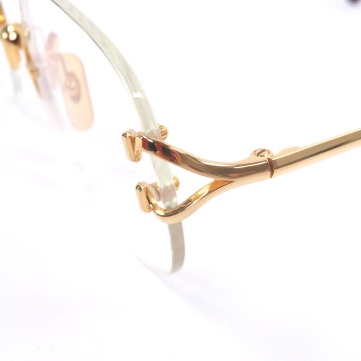 美品□Cartier カルティエ ヴィンテージ 2Cデコール ツーポイント リムレス メガネ 眼鏡 アイウェア ゴールド ボルドー □16 フランス製