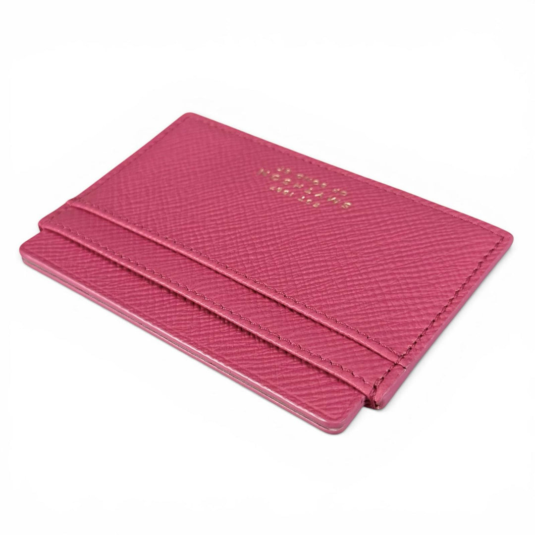 未使用品▲SMYTHSON スマイソン PANAMA FLAT CARD HOLDER レザー ロゴ刻印 名刺入れ カードケース ピンク スペイン製 レディース 箱付き