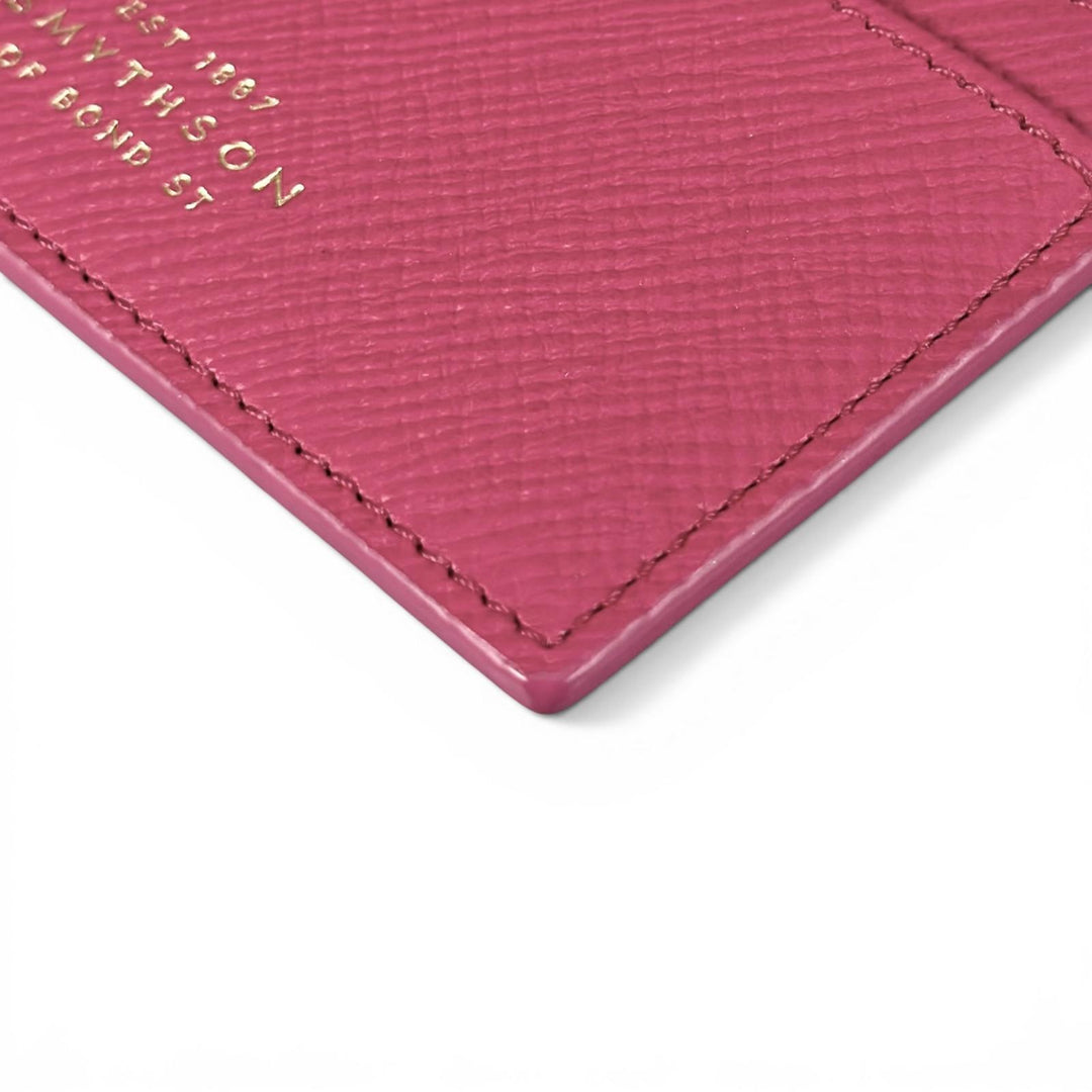 未使用品▲SMYTHSON スマイソン PANAMA FLAT CARD HOLDER レザー ロゴ刻印 名刺入れ カードケース ピンク スペイン製 レディース 箱付き