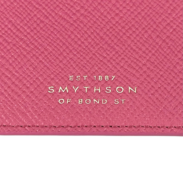 未使用品▲SMYTHSON スマイソン PANAMA FLAT CARD HOLDER レザー ロゴ刻印 名刺入れ カードケース ピンク スペイン製 レディース 箱付き