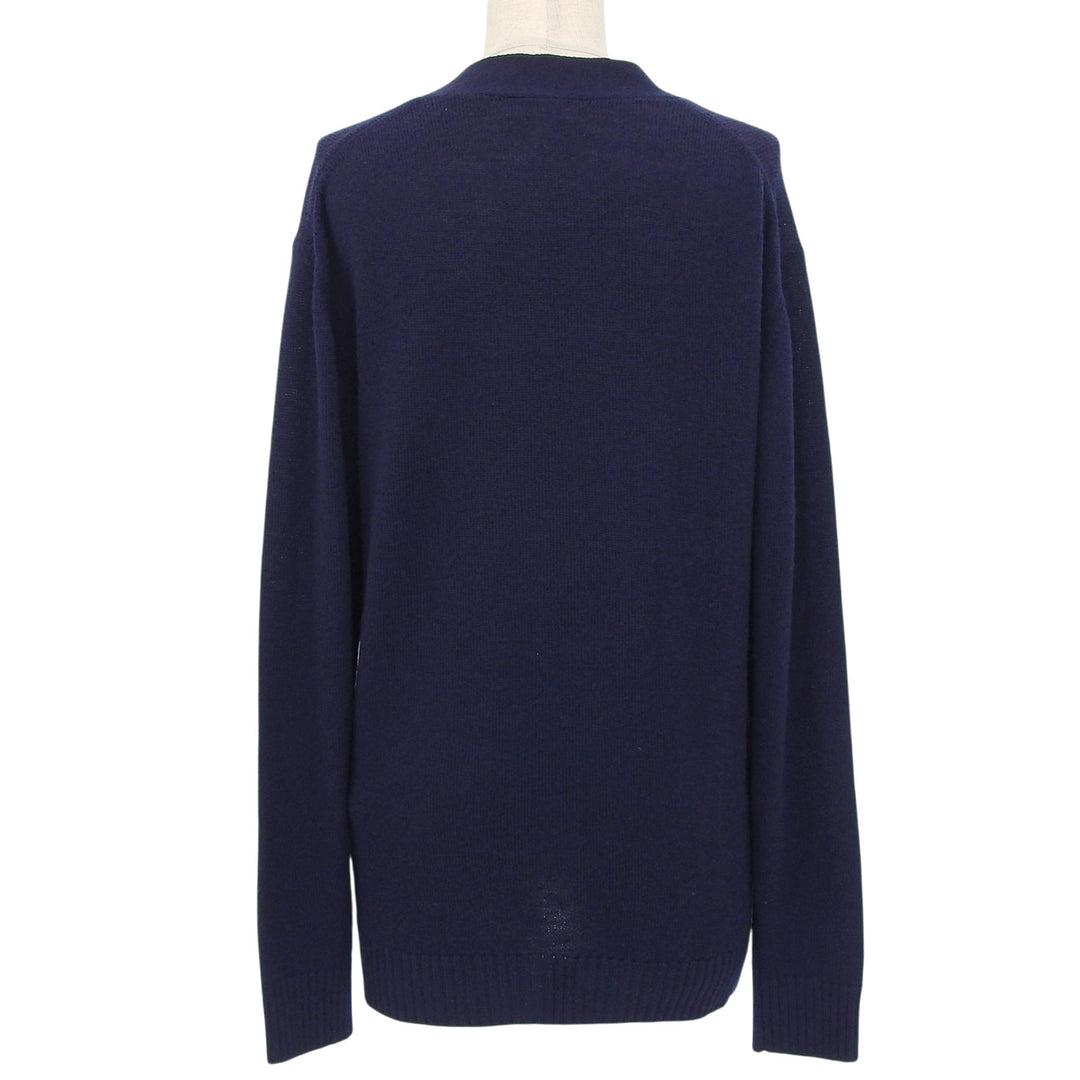 極美品▲JIL SANDER+ ジルサンダープラス J40GP0049 ウール100％ ロゴ刺繍 カーディガン ネイビー 32 イタリア製 正規品 レディース