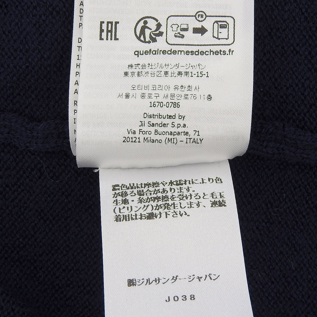 極美品▲JIL SANDER+ ジルサンダープラス J40GP0049 ウール100％ ロゴ刺繍 カーディガン ネイビー 32 イタリア製 正規品 レディース