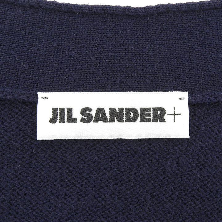 極美品▲JIL SANDER+ ジルサンダープラス J40GP0049 ウール100％ ロゴ刺繍 カーディガン ネイビー 32 イタリア製 正規品 レディース