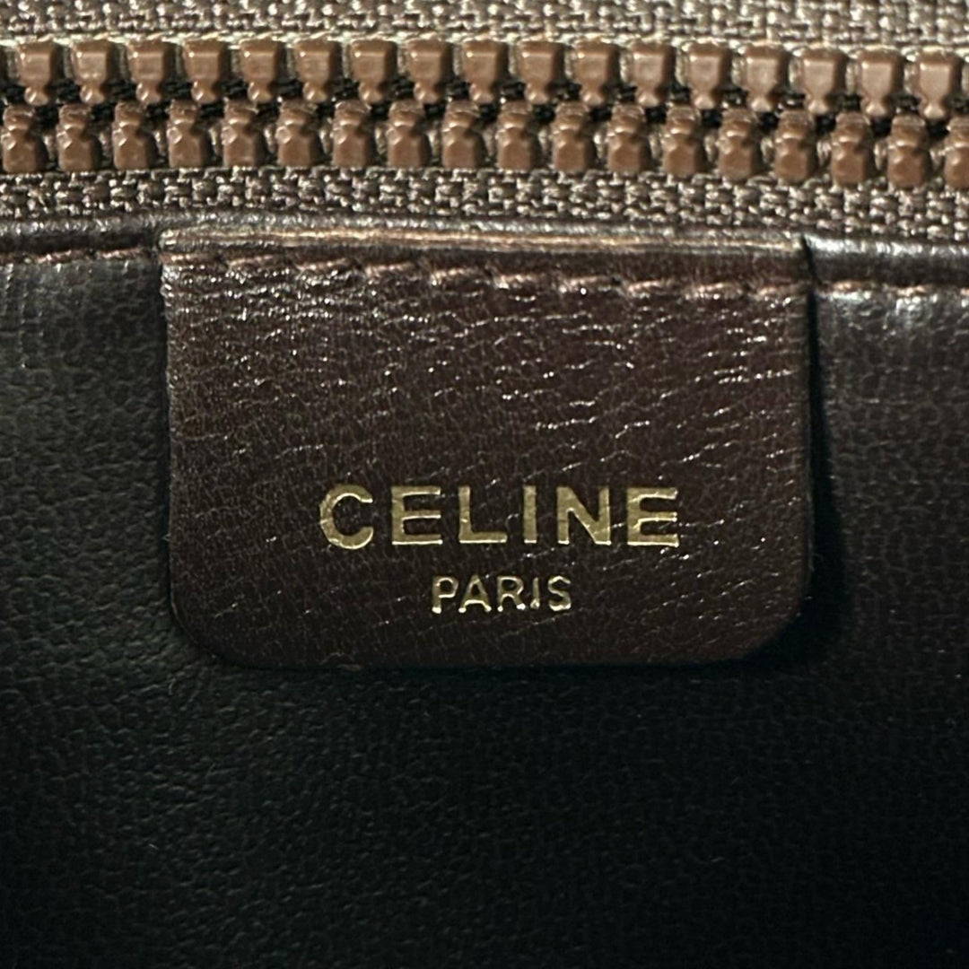 良品▲CELINE セリーヌ ヴィンテージ M04 トリンオフ レザー ハンドバッグ ブラウン ゴールド金具 イタリア製 レディース