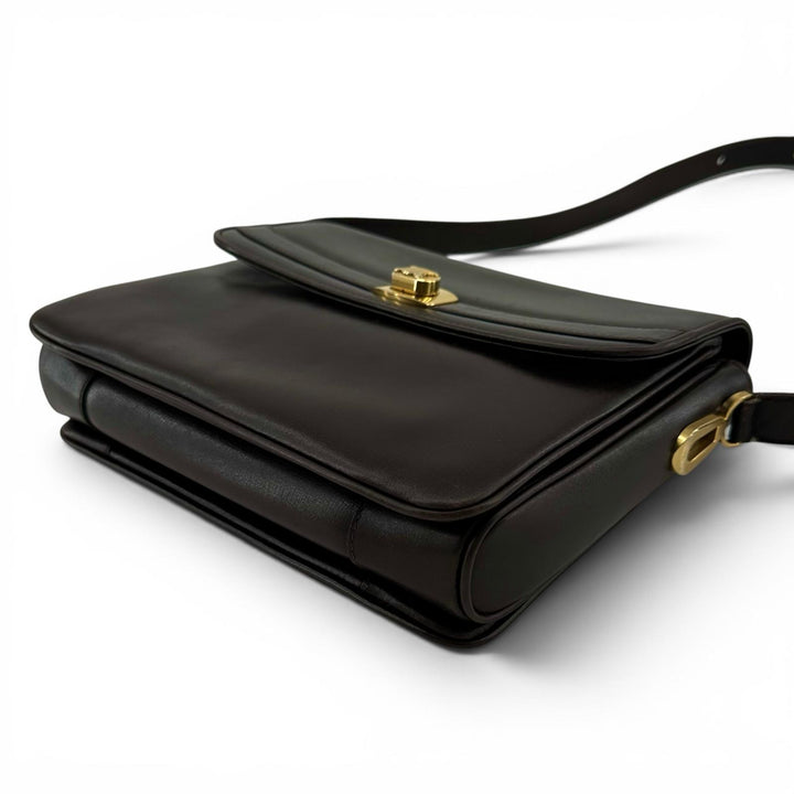 良品▲CELINE セリーヌ ヴィンテージ M04 トリンオフ レザー ハンドバッグ ブラウン ゴールド金具 イタリア製 レディース