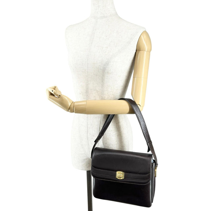良品▲CELINE セリーヌ ヴィンテージ M04 トリンオフ レザー ハンドバッグ ブラウン ゴールド金具 イタリア製 レディース