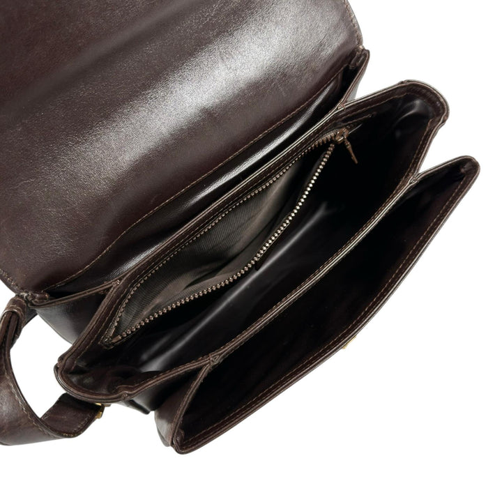 良品▲CELINE セリーヌ ヴィンテージ M04 トリンオフ レザー ハンドバッグ ブラウン ゴールド金具 イタリア製 レディース