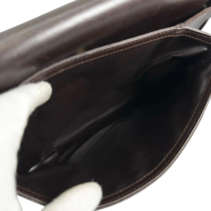 良品▲CELINE セリーヌ ヴィンテージ M04 トリンオフ レザー ハンドバッグ ブラウン ゴールド金具 イタリア製 レディース