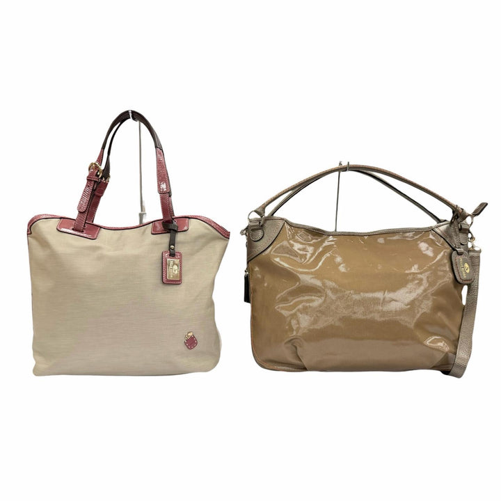 美品△PELLE BORSA ペレボルサ 2WAY ハンドバッグ トートバッグ ショルダーバッグ 2点セット ベージュ系 ブラウン系 レディース