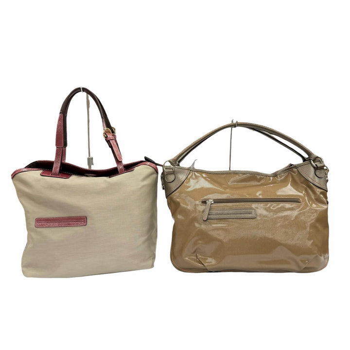 美品△PELLE BORSA ペレボルサ 2WAY ハンドバッグ トートバッグ ショルダーバッグ 2点セット ベージュ系 ブラウン系 レディース