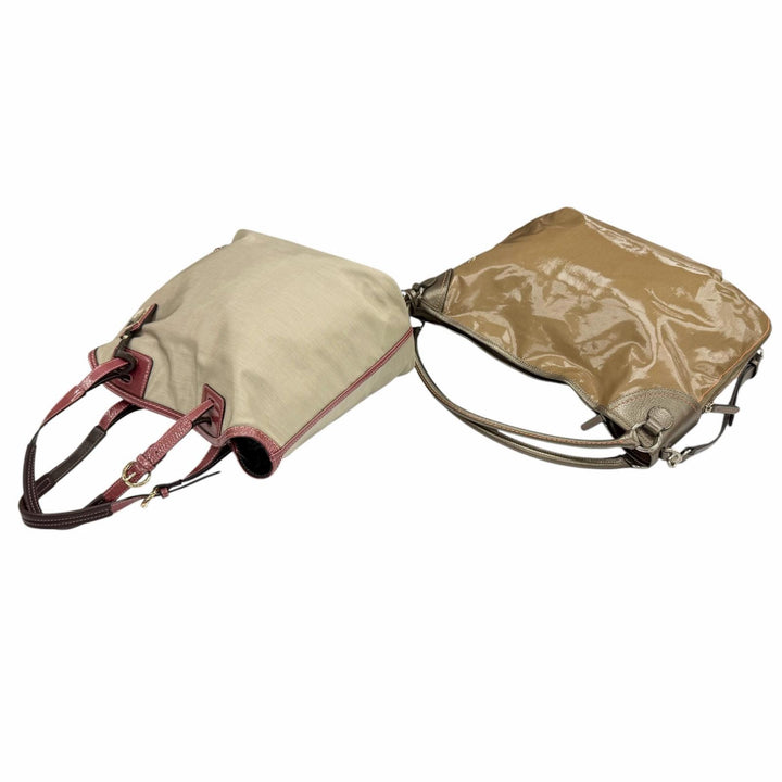 美品△PELLE BORSA ペレボルサ 2WAY ハンドバッグ トートバッグ ショルダーバッグ 2点セット ベージュ系 ブラウン系 レディース