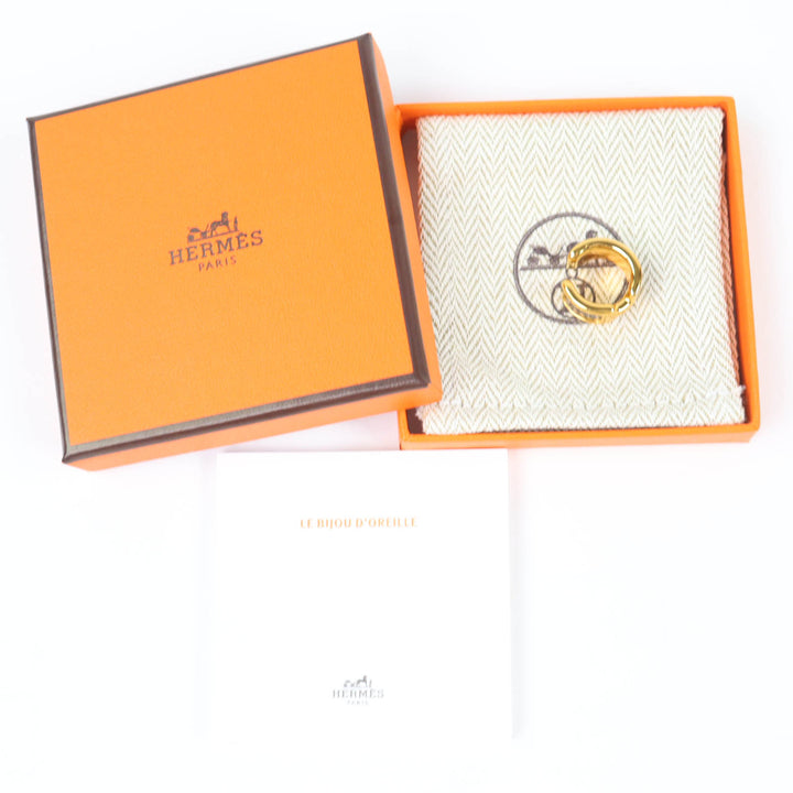 極美品☆HERMES エルメス オランプ PM イヤーカフ ゴールデンイエロー リザード・サルヴァ・ナチュラ 箱・保存袋付 仏製 レディース
