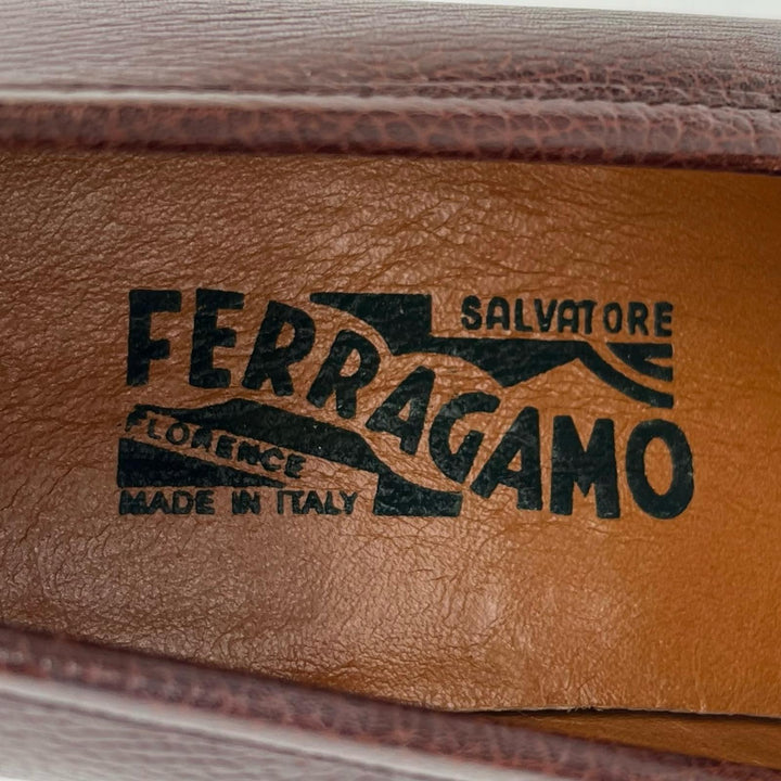 未使用品▲Salvatore Ferragamo サルヴァトーレフェラガモ FROM ダブルガンチーニ レザー ローファー ブラウン 7 EE 箱・保存袋付 メンズ