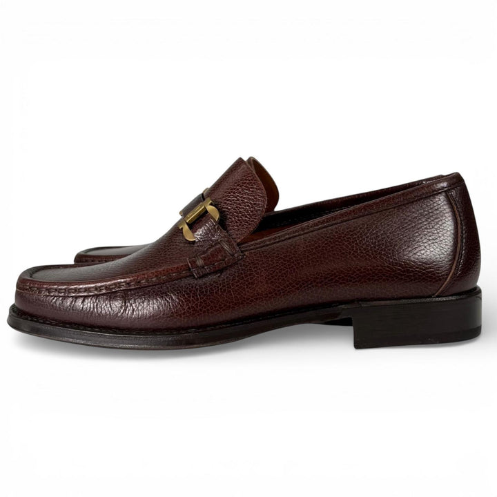 未使用品▲Salvatore Ferragamo サルヴァトーレフェラガモ FROM ダブルガンチーニ レザー ローファー ブラウン 7 EE 箱・保存袋付 メンズ