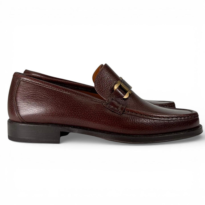 未使用品▲Salvatore Ferragamo サルヴァトーレフェラガモ FROM ダブルガンチーニ レザー ローファー ブラウン 7 EE 箱・保存袋付 メンズ